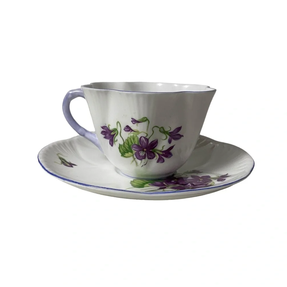 Shelley Violets Dainty Teacup and Saucer Bone China 13821
